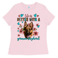 Bubblegum Pink life is better with a german shepherd Ladies Tee - Jasminsmagicworld