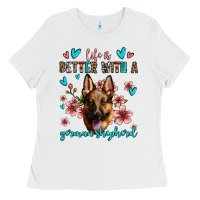 White life is better with a german shepherd Ladies Tee - Jasminsmagicworld
