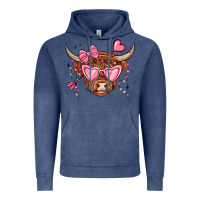 Vintage Denim valentines day long haired cow Vintage Hoodie - MaliasSmallBusiness