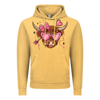 Vintage Mustard valentines day long haired cow Vintage Hoodie - MaliasSmallBusiness