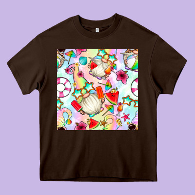 Summer Gnome Seamless Pattern Heavy Core Tee Designed By Bundleandbundleshop