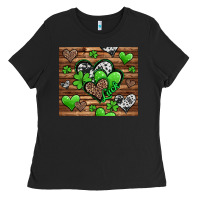 Black St. Patrick's Day hearts Ladies Tee - Jasminsmagicworld