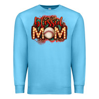 Ocean Blue blessed baseball mom lightbulb letters Premium Sweatshirt - OliviaCreatesArt
