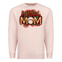 Pale Pink blessed baseball mom lightbulb letters Premium Sweatshirt - OliviaCreatesArt