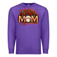 Purple blessed baseball mom lightbulb letters Premium Sweatshirt - OliviaCreatesArt