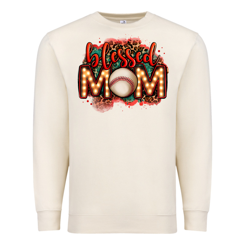 Blessed Baseball Mom Lightbulb Letters Premium Sweatshirt by OliviaCreatesArt | Teevron