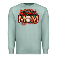 Seafoam blessed baseball mom lightbulb letters Premium Sweatshirt - OliviaCreatesArt