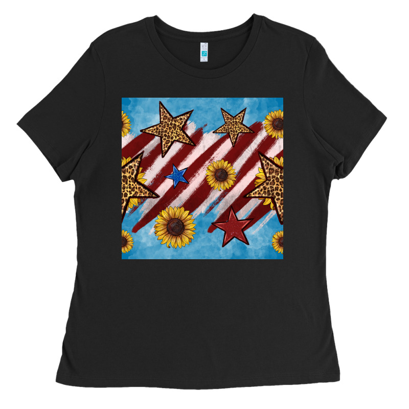 Western Star With Sunflower Seamless Pattern Ladies Tee by BundleAndBundleShop | Teevron