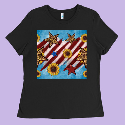Western Star With Sunflower Seamless Pattern Ladies Tee Designed By Bundleandbundleshop