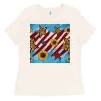 Bone western star with sunflower seamless pattern Ladies Tee - BundleAndBundleShop