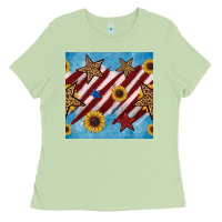Matcha western star with sunflower seamless pattern Ladies Tee - BundleAndBundleShop