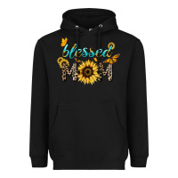 Black Blessed mom sunflower butterfly mother's day Heavyweight Hoodie - HowdyJamesFarm