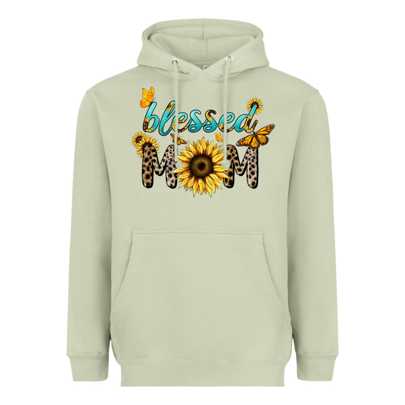 Blessed Mom Sunflower Butterfly Mother's Day Heavyweight Hoodie by HowdyJamesFarm | Teevron