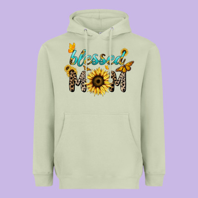 Blessed Mom Sunflower Butterfly Mother's Day Heavyweight Hoodie Designed By Howdyjamesfarm