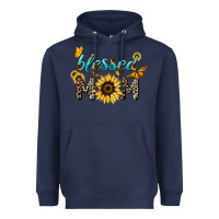 Navy Blessed mom sunflower butterfly mother's day Heavyweight Hoodie - HowdyJamesFarm