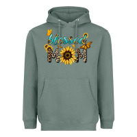 Sage Blessed mom sunflower butterfly mother's day Heavyweight Hoodie - HowdyJamesFarm