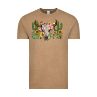 Vintage Coffee bull skull with cactus Vintage Tee - MaliasSmallBusiness