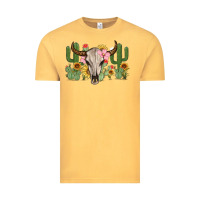 Vintage Mustard bull skull with cactus Vintage Tee - MaliasSmallBusiness