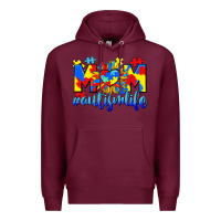 Burgundy Mom Autism life Premium Hoodie - CowGirlArtShop