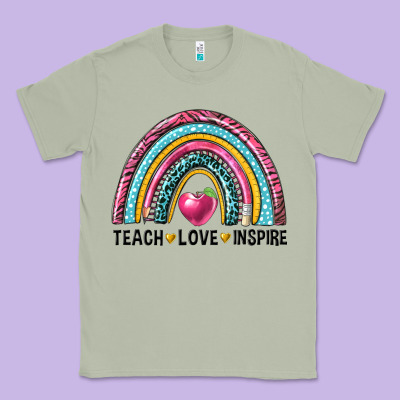 Rainbow Teach Love Inspire Classic Tee Designed By Nancycooperartshop