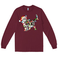 Burgundy christmas american shorthair cat Long Sleeve Tee - LillyAllenDesigns