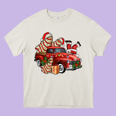 Christmas Tree Cake With Farm Track And Santa Ado Heavy Core Tee Designed By Adodesignshop