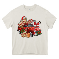 Cream christmas tree cake with farm track and santa ado Heavy Core Tee - AdoDesignShop