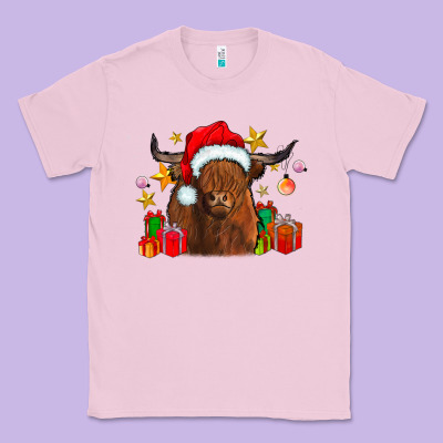 Festive Highland Cow Classic Tee Designed By Cowhidedigitalart