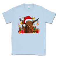 Dusty Blue festive highland cow Classic Tee - CowhideDigitalArt