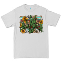 Dove Grey serape sunflowers cactus Premium Tee - AdoDesignShop