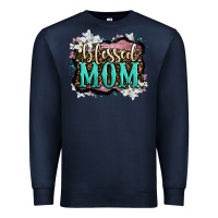 Navy blessed mom Premium Sweatshirt - OliviaCreatesArt