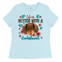 Baby Blue life is better with a dachshund Ladies Tee - Jasminsmagicworld