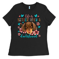 Black life is better with a dachshund Ladies Tee - Jasminsmagicworld