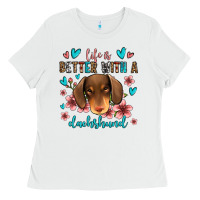 White life is better with a dachshund Ladies Tee - Jasminsmagicworld