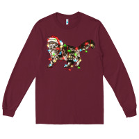 Burgundy christmas christmas maine coon cat cat Long Sleeve Tee - LillyAllenDesigns