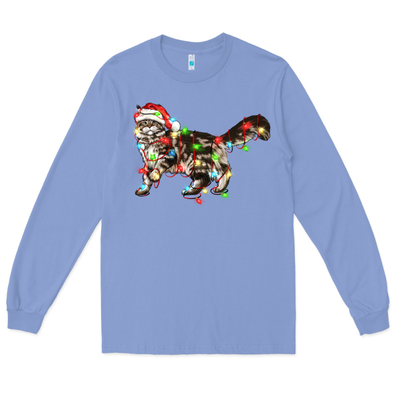 Christmas Christmas Maine Coon Cat Cat Long Sleeve Tee by LillyAllenDesigns | Teevron