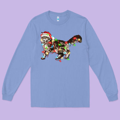 Christmas Christmas Maine Coon Cat Cat Long Sleeve Tee Designed By Lillyallendesigns