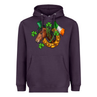 Plum Horse with horseshoe St. Patrick's Heavyweight Hoodie - CowGirlArtShop