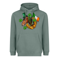 Sage Horse with horseshoe St. Patrick's Heavyweight Hoodie - CowGirlArtShop
