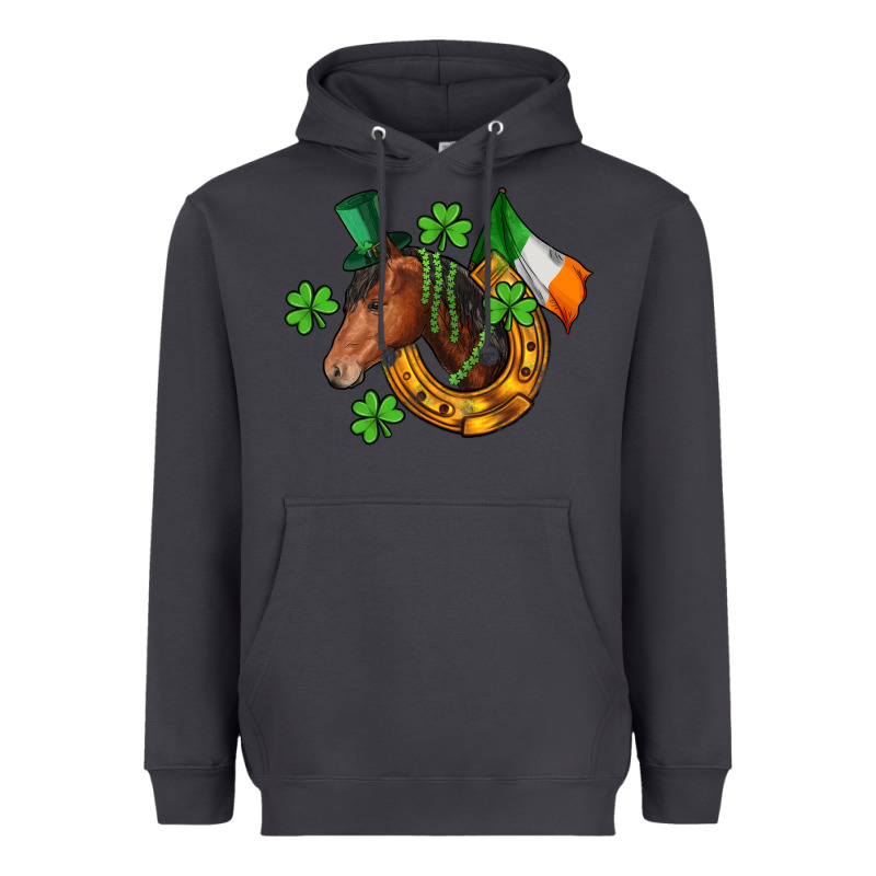 Horse With Horseshoe St. Patrick's Heavyweight Hoodie by CowGirlArtShop | Teevron