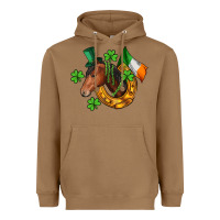 Toasted Coconut Horse with horseshoe St. Patrick's Heavyweight Hoodie - CowGirlArtShop