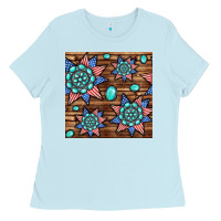 Baby Blue 4th of july turquoise gemstone seamless pattern Ladies Tee - BundleAndBundleShop