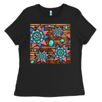 Black 4th of july turquoise gemstone seamless pattern Ladies Tee - BundleAndBundleShop