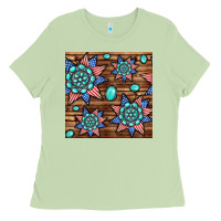 Matcha 4th of july turquoise gemstone seamless pattern Ladies Tee - BundleAndBundleShop