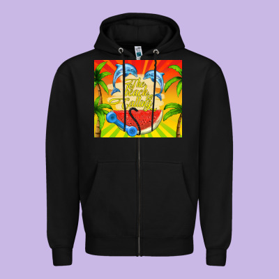 The Beach Is Calling Zipper Hoodie Designed By Tumblerdesignbyshophia