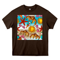 Chocolate Brown beach seamless pattern Heavy Core Tee - BundleAndBundleShop