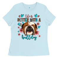 Baby Blue life is better with a bulldog Ladies Tee - Jasminsmagicworld