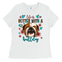 White life is better with a bulldog Ladies Tee - Jasminsmagicworld