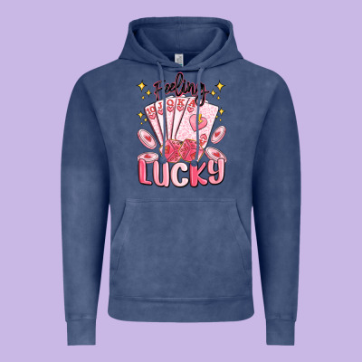 Feeling Lucky Vintage Hoodie Designed By Maliassmallbusiness