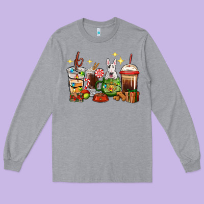 Christmas Coffee Cups With Bull Terrier Long Sleeve Tee Designed By Ranaportraitstore